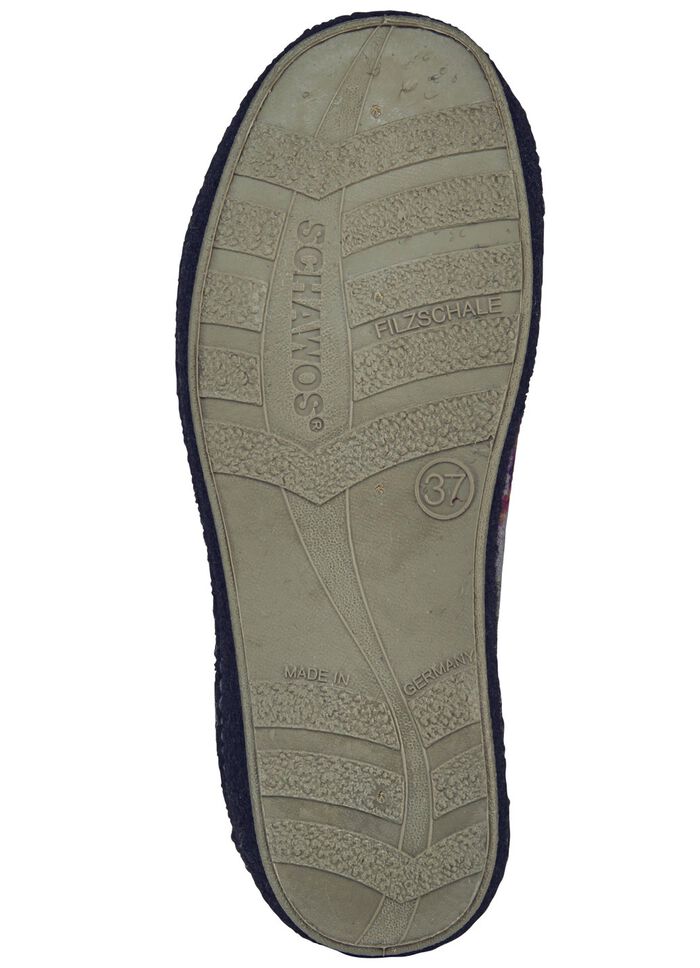 Pantoffel mit buntem Bl&uuml;tendruck GRAU