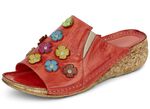 Gemini Pantolette mit bunten Lederblüten ROT