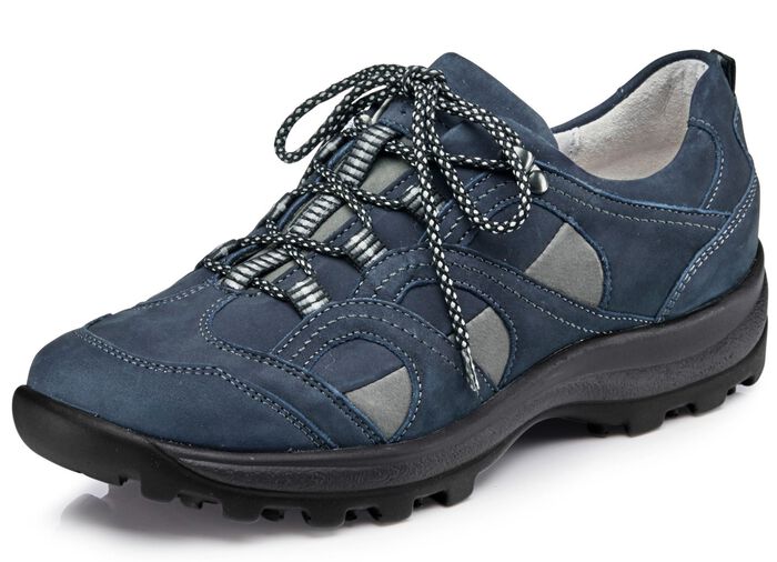 Waldl&auml;ufer, sportliche Damen-Schn&uuml;rschuhe, Weite H, mit herausnehmbarem Fussbett MARINE-GRAU