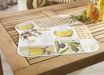 Abwaschbare Wachstuch-Serie mit Oliven-Motiven BRAUN