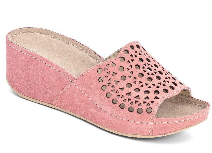 Luftig durchbrochene Pantolette in 3 Farben, Weite G LACHS