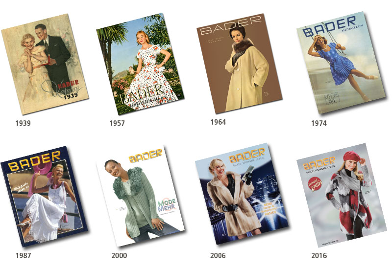Historische BADER-Katalogtitel von 1939 bis 2016 im Überblick.