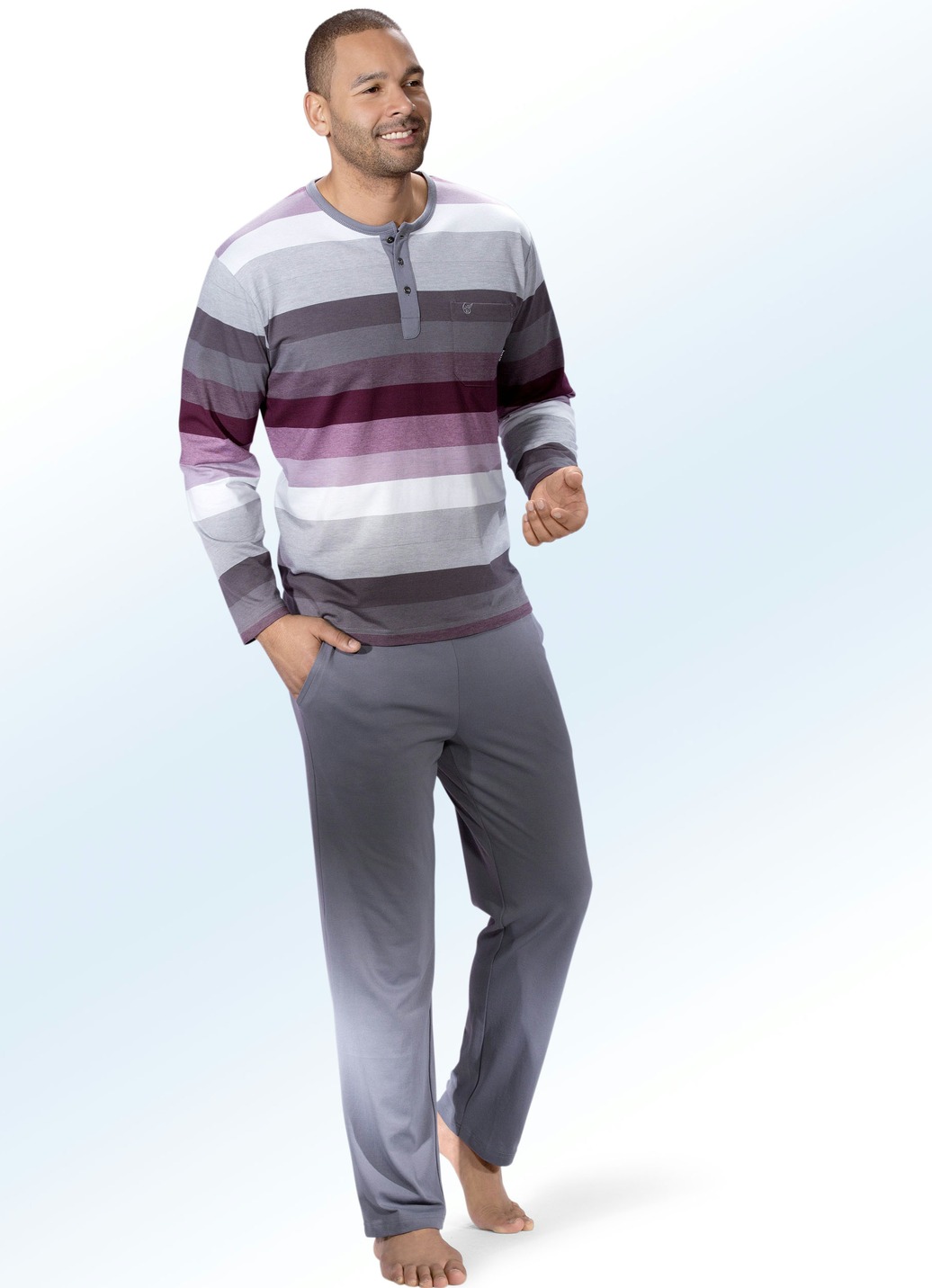 Pyjama Hajo 50051 Klima Light Rayures Rouges Ou Bleues - Confortable Et Respirant - Rouge - L