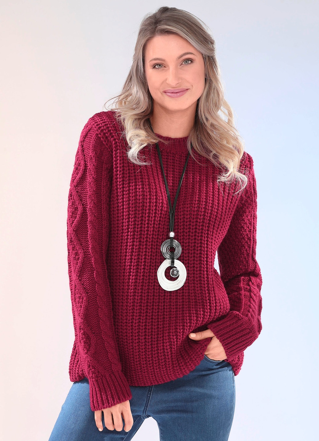 Stilvolle Pullover Weinrot Damen Bilder